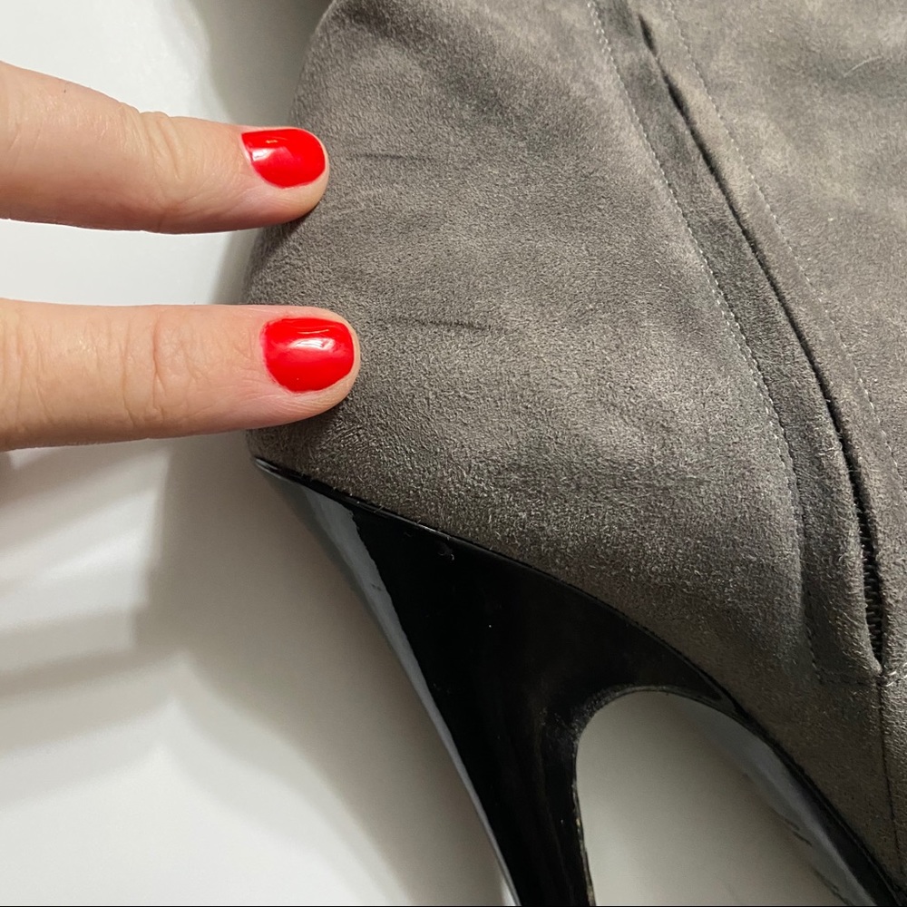 Yves Saint Laurent Platform Grey Suede Knee Boots - Picture 16 of 16